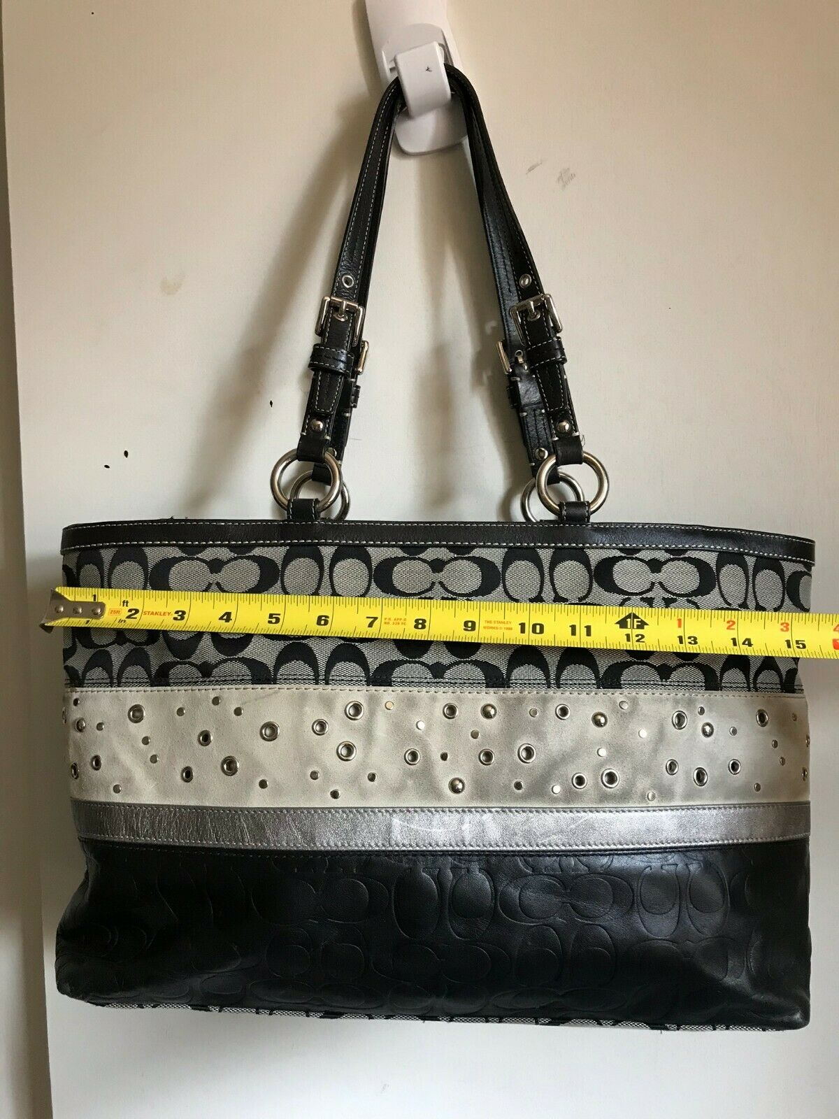 Coach Black Interwoven Fabric Tote Bag