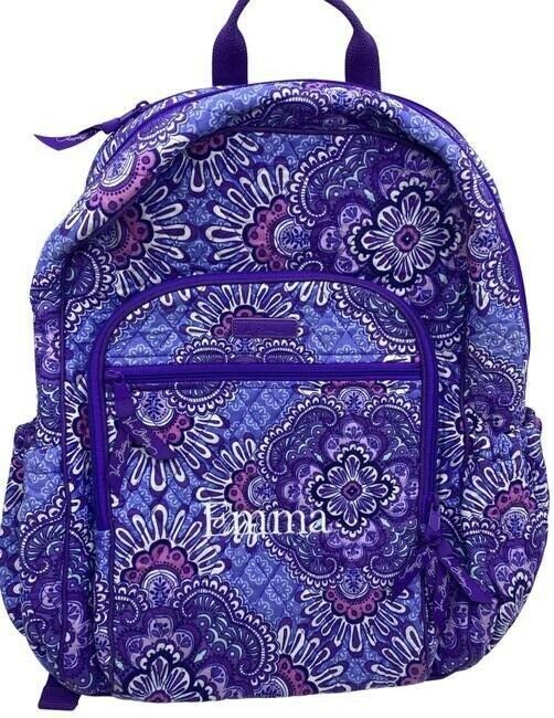vera bradley quilted large purple blue backpack