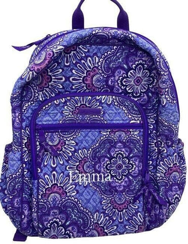 vera bradley quilted large purple blue backpack
