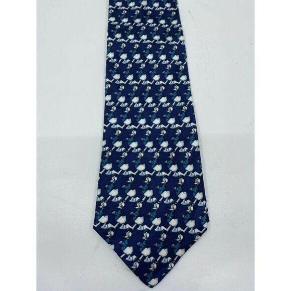 NWOT Disney Novelty Blue White Neck Tie 100% Silk