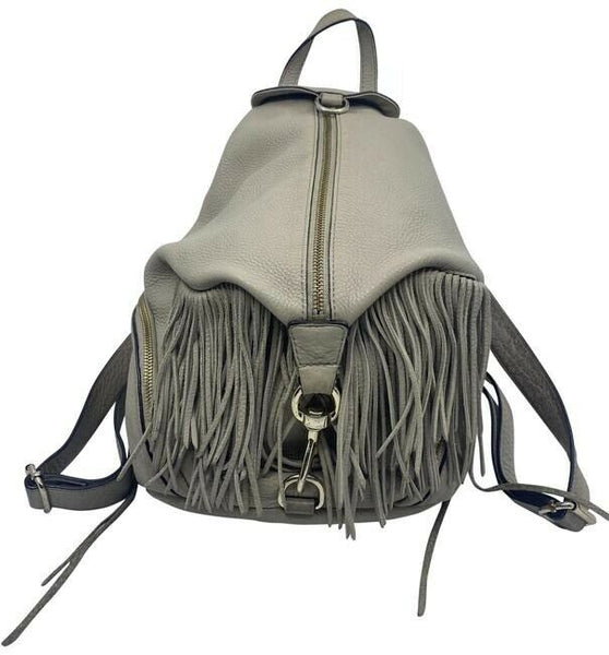 Rebecca Minkoff Stevie Julian Fringe Nubuck Gray Leather Backpack