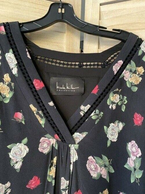 Nicole Miller Black Green White New Floral Mini Msrp Short Casual Dress