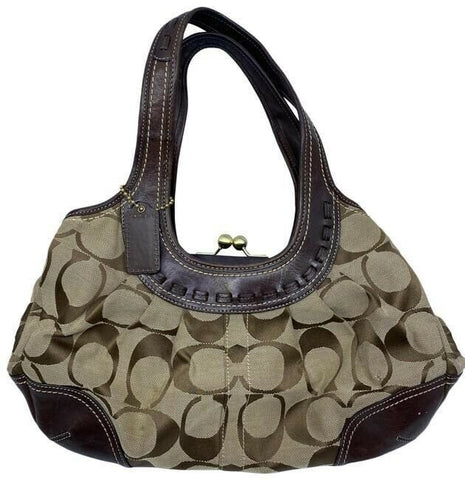 Coach Shoulder Bag Medium Msrp Tan Brown Jacquard Fabric Tote