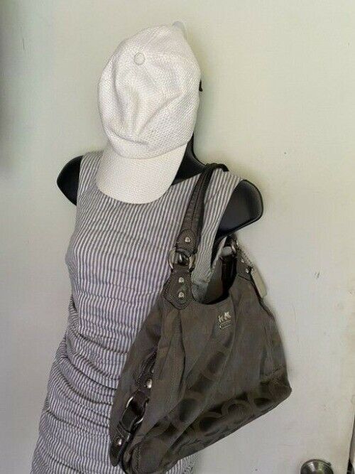 Coach Eddie Triple Compartment Gray Fabric Shoulder Bag