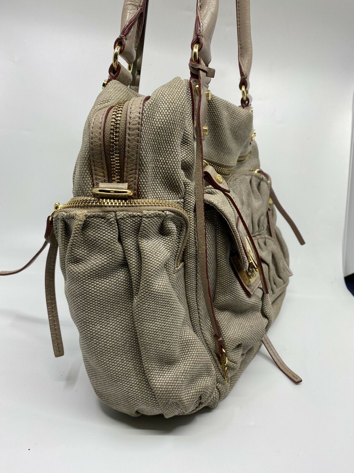 MZ Wallace Khaki Canvas/ Leather Handbag