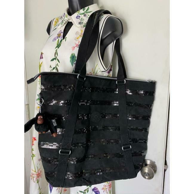 KIPLING XL Fabric Tote Bag Gray Silver