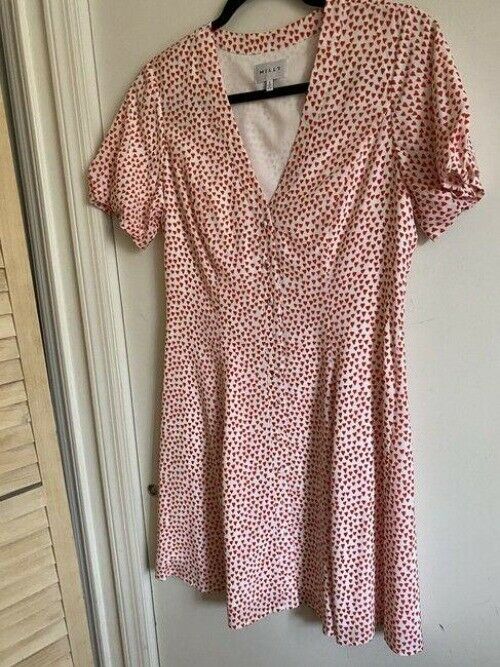 milly red white new heart printed msrp short formal dress