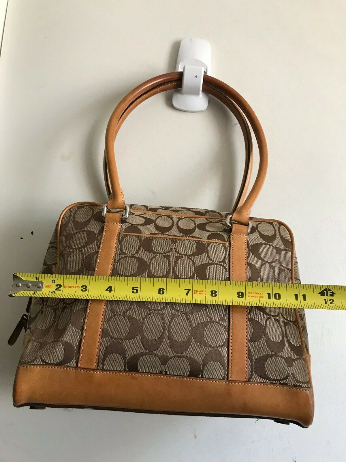 Coach Brown/ Khaki Signature Jacquard Fabric Handbag