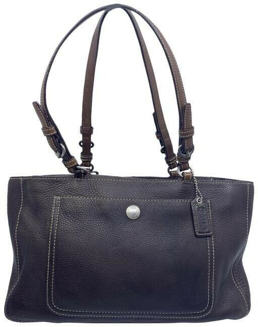 coach medium bag handbag brown leather shoulder bag
