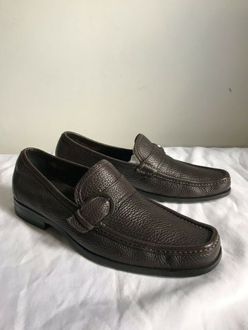 Salvatore Ferragamo Brown Pebbled Leather Size 7