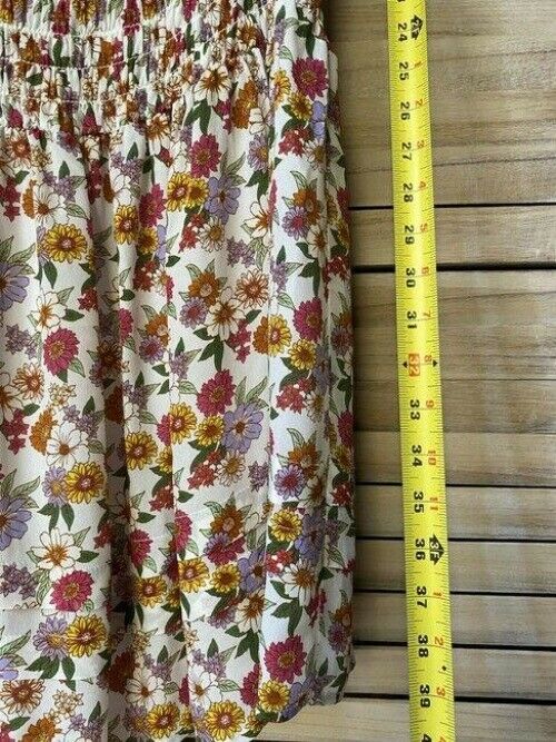 Nicole Miller White Green Yellow Pink New Floral Smocking Small Short Casual Dre