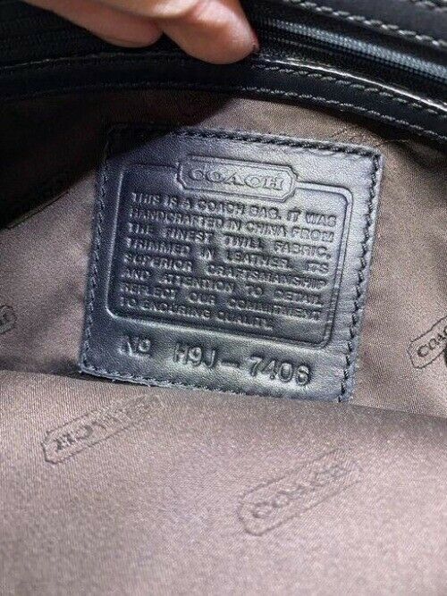 coach medium material black fabric shoulder bag