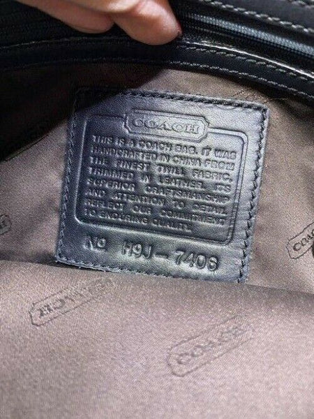 coach medium material black fabric shoulder bag