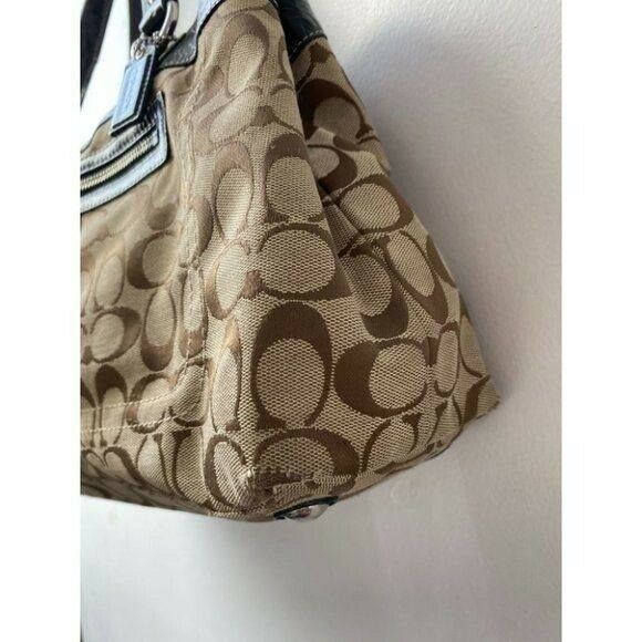 COACH Large Tan Black Jacquard Fabric Tote Bag