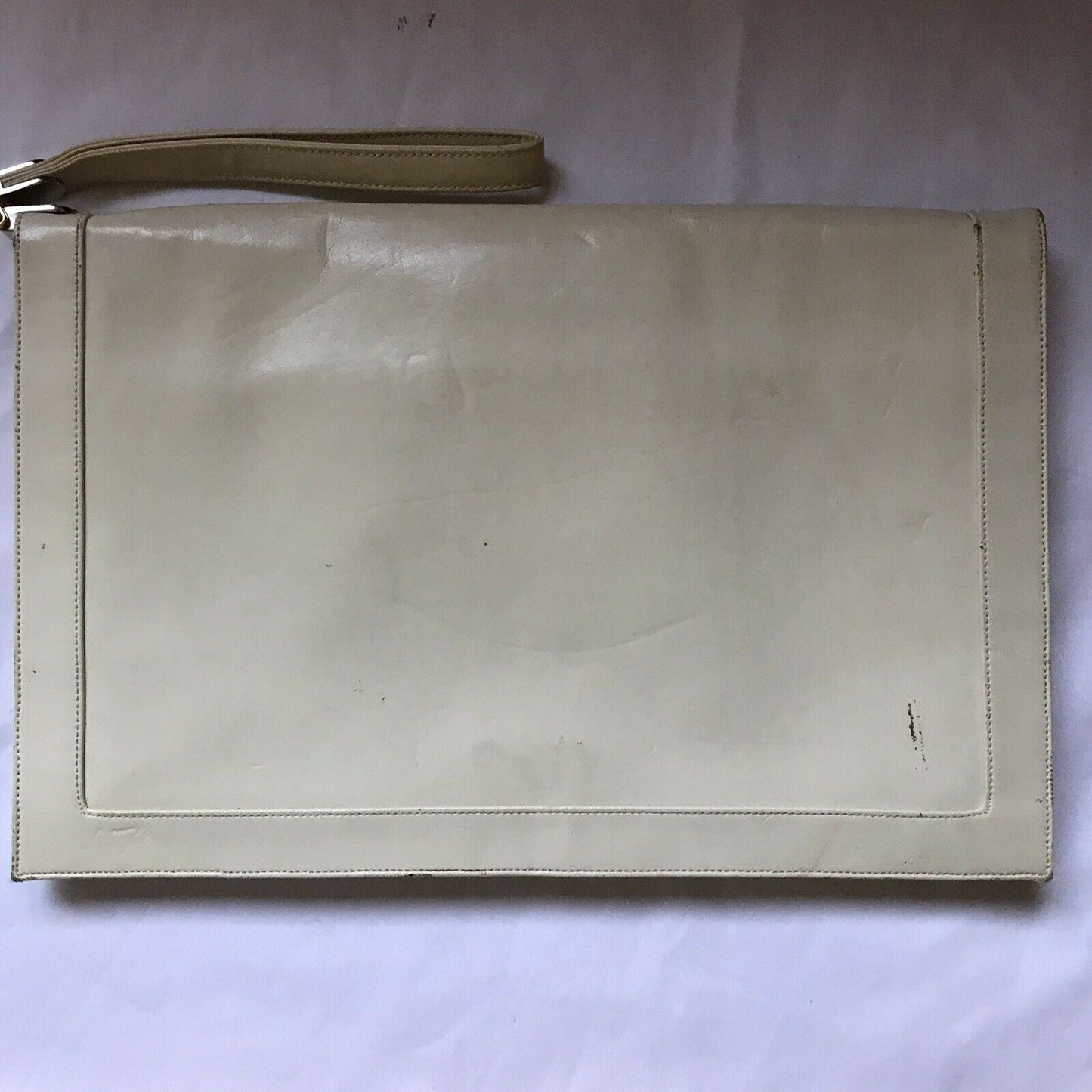Vintage White Leather Clutch Bag Lou Taudor