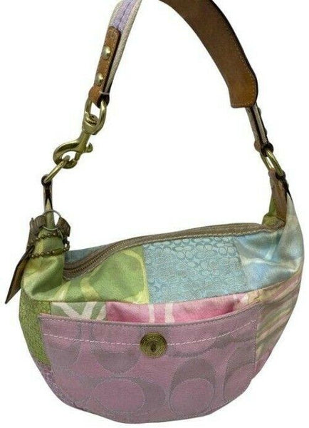 Coach Small Handbag Pink Green Blue Hobo Bag