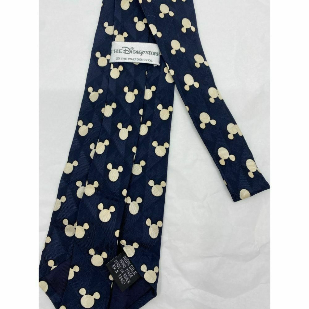 New! MICKEY MOUSE Disney Neck Tie Blue Cream 100% Silk Handmade