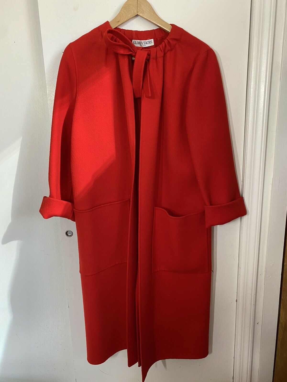 GLORIA SACHS New york Red Long  Coat Small