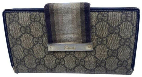Gucci Brown Long Vintage Gg Web Wallet