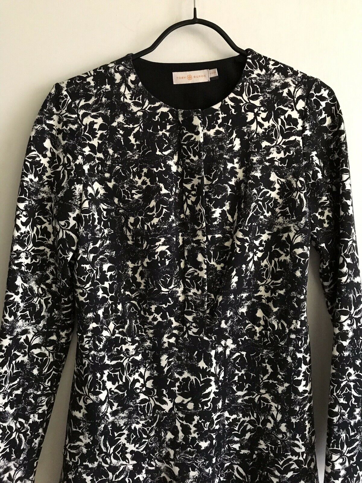 TORY BURCH Black/ White LS Floral Dress XS