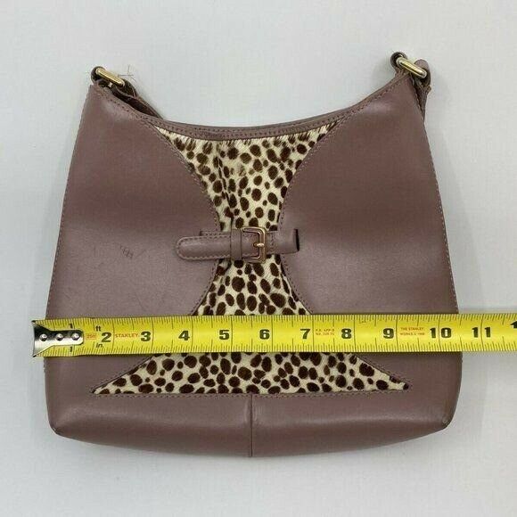 FURLA Pink Leather Animal Print Fur Contrast Handb