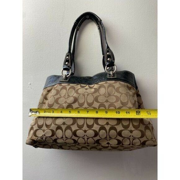 COACH Large Tan Black Jacquard Fabric Tote Bag