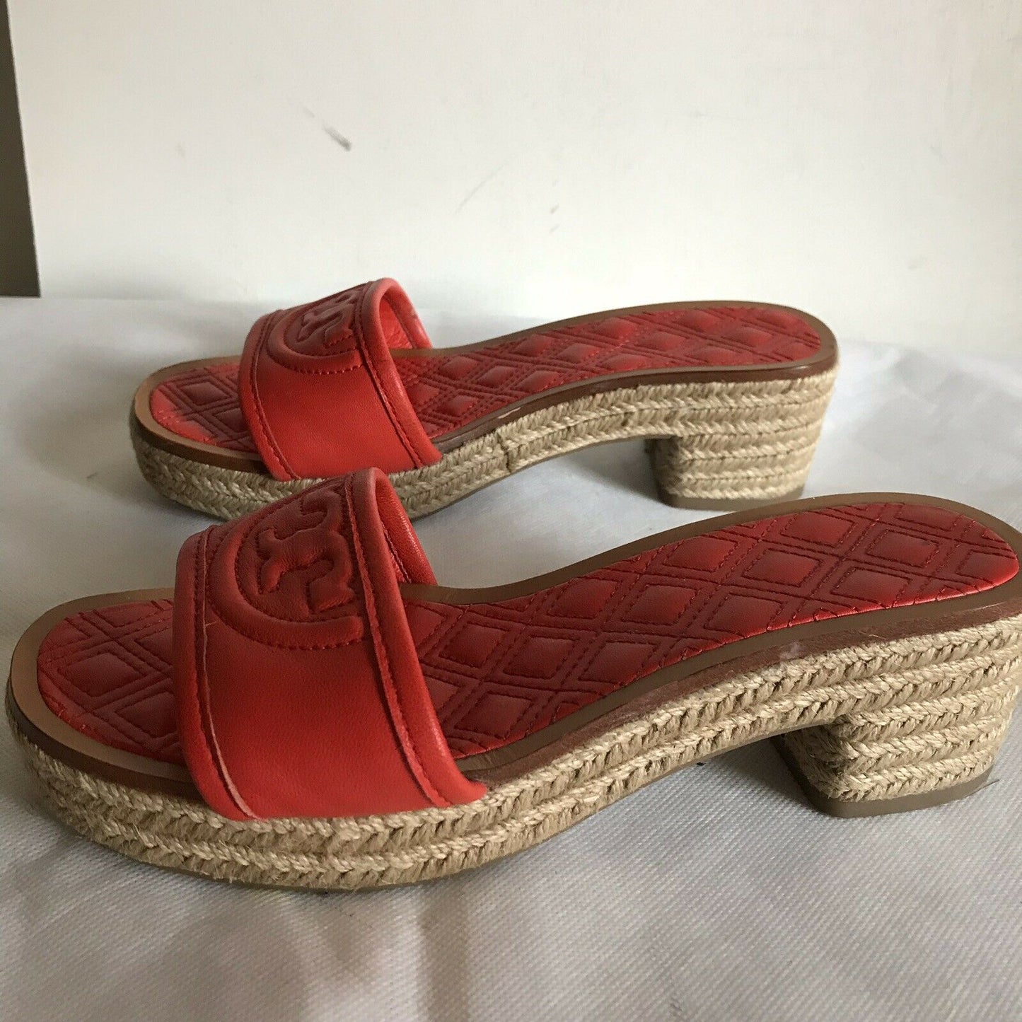 TORY BURCH Orange lamb Leather Slip On Sandals 6.5