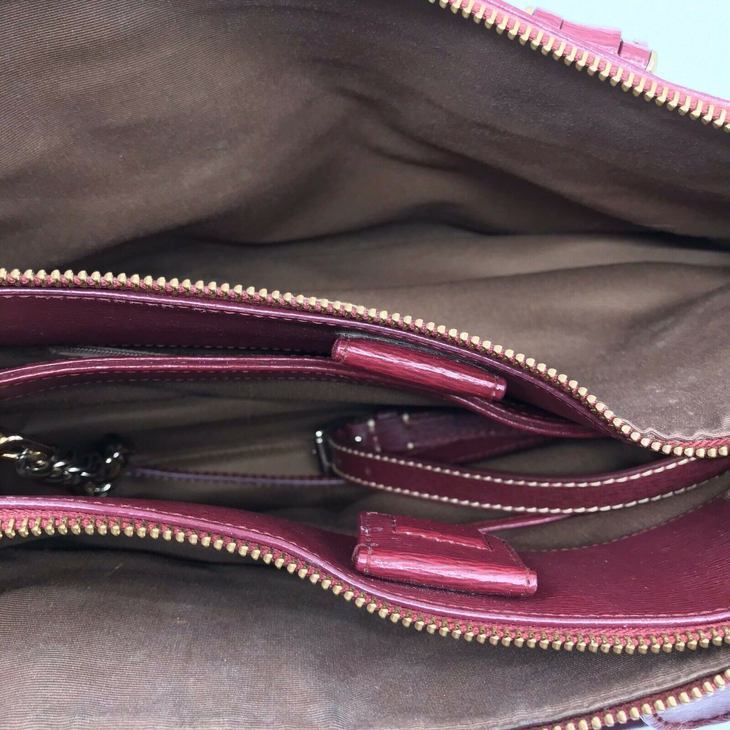 RALPH LAUREN Medium Brown Leather Logo Tote