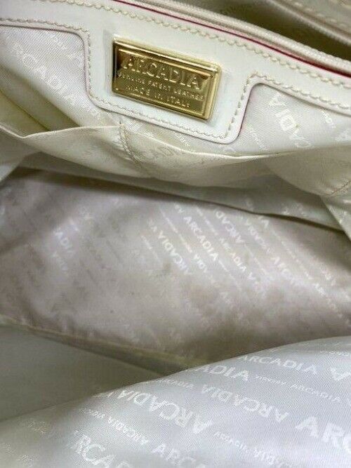 arcadia large handbag w strap white patent leather cross body bag