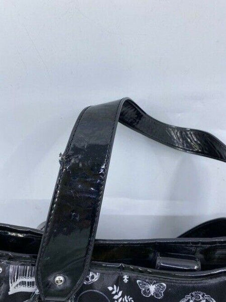 Harrods Shoulder Bag Black White Nylon Fabric Tote