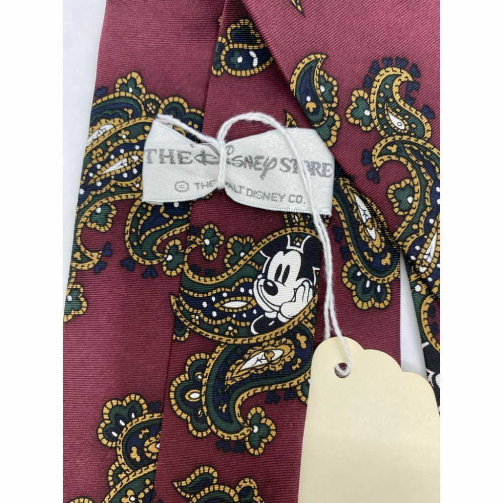New! MICKEY MOUSE Disney Neck Tie Red Green Beige 100% Silk Handmade