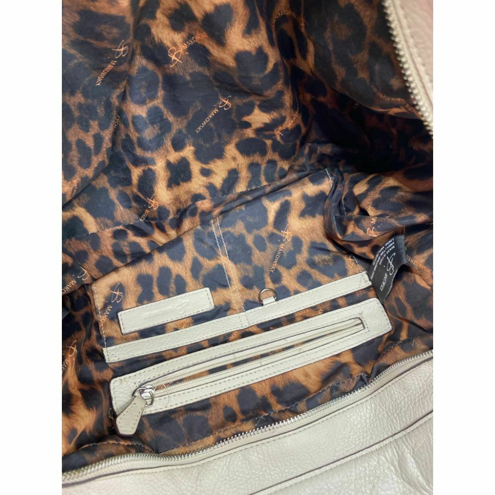 B. makowsky Cream Leather Shoulder Bag