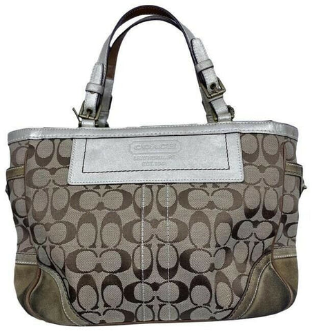 Coach Shoulder Bag Medium Msrp Beige Brown Jacquard Fabric Tote