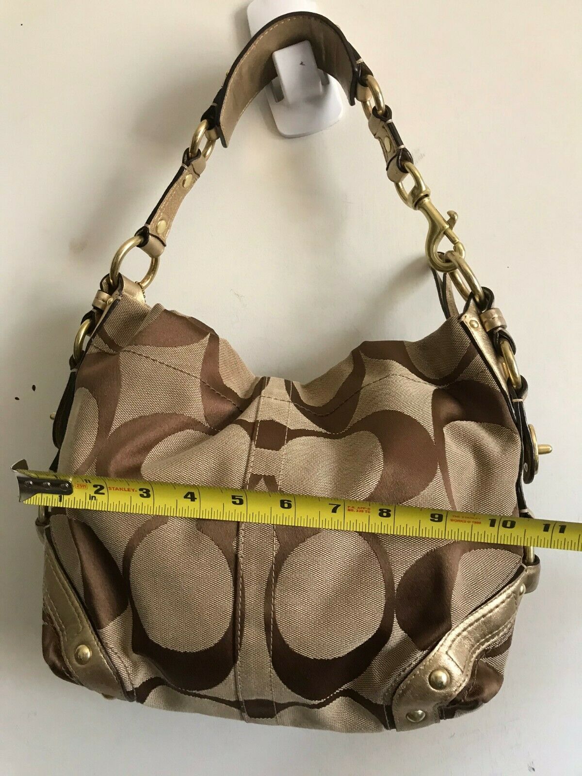 Coach Brown/ Khaki Signature Jacquard Fabric Handbag