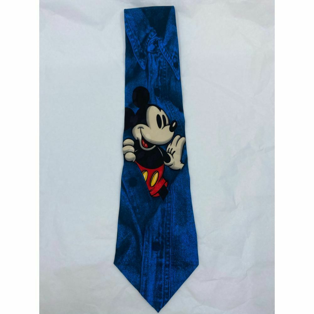 New! MICKEY MOUSE Disney Neck Tie Blue 100% Silk Handmade