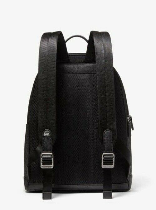 Michael Kors Hudson Crocodile Embossed And Logo Black Leather Backpack