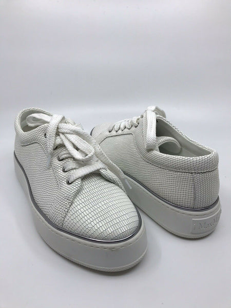 MAX MARA White Python  Leather Sneakers Sz 6.5