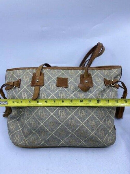Dooney and Bourke shopping large gray brown fabric tote