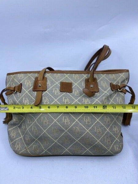 Dooney and Bourke shopping large gray brown fabric tote