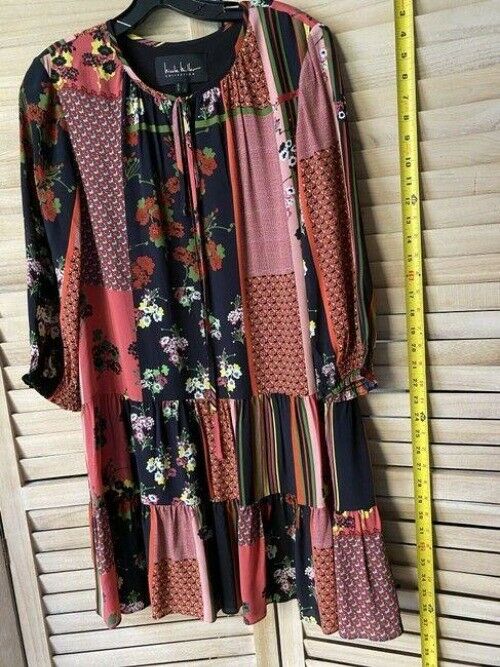 Nicole Miller Black Red Pink New Floral Msrp Short Casual Dress