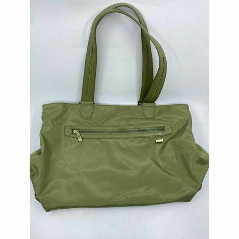 TUMI Green Nylon Tote Bag Large Size w/ Leather Trim Good Condition
