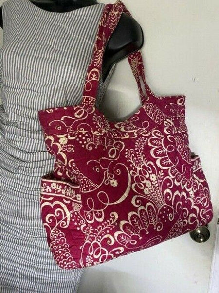 Vera Bradley Large Quilted Pink White Shoulder Bag