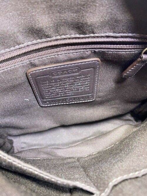 coach medium size brown beige jacquard fabric cross body bag