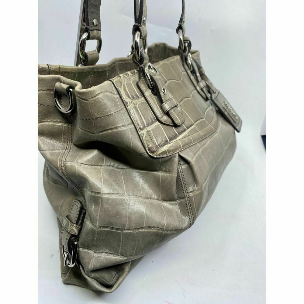 COACH Animal Embossed Leather Gray Shoulder Bag Amazing!
