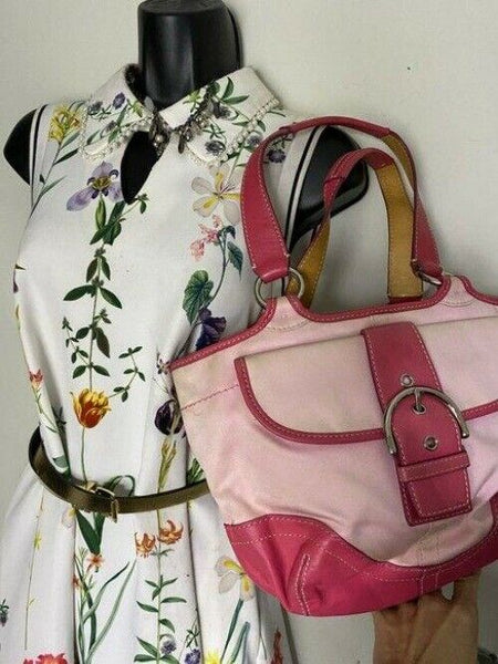 coach medium material pink fabric shoulder bag