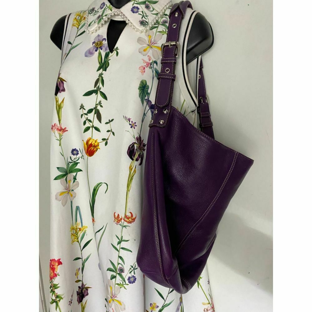 Tignanello Purple Leather Shoulder Bag