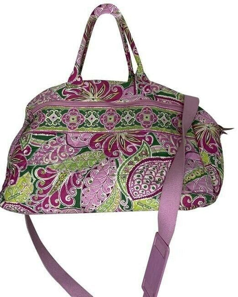 Vera Bradley Xl Duffel Msrp Pink Green Weekendtravel Bag