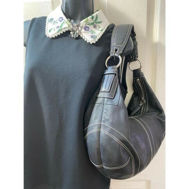 Coach Large Black Leather Hobo Bag