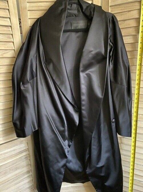 donna karan black new collection silk coat runway piece msrp