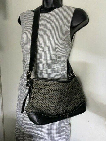 Coach Black Beige Fabric Cross Body Bag